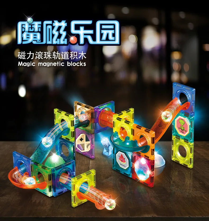 Magic Magnetic 3D Building Blocks Magnetic Marble Run Set 49-PCS