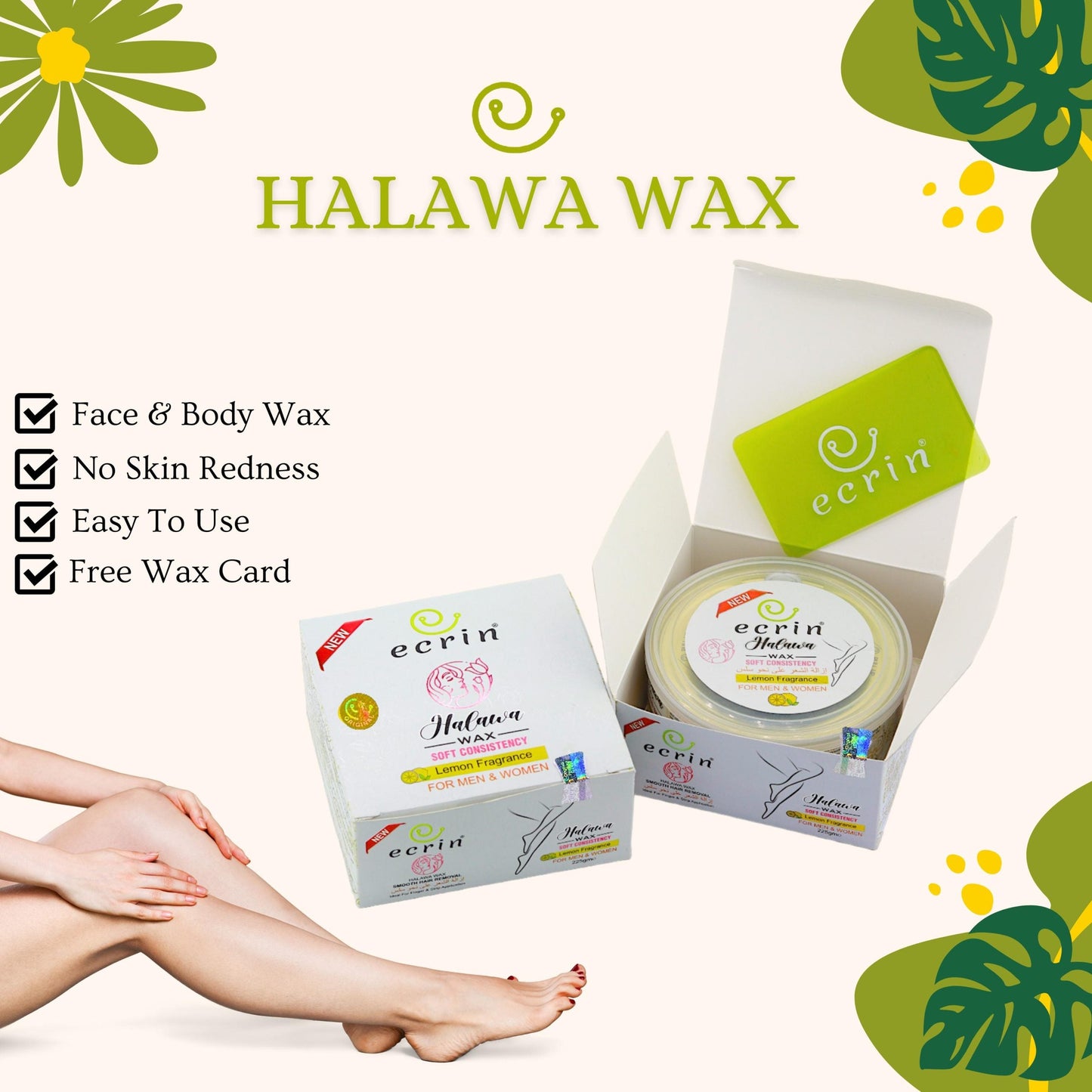 Ecrin Halawa Wax 100% Lemon & Sugar Base | Free Applicator Card