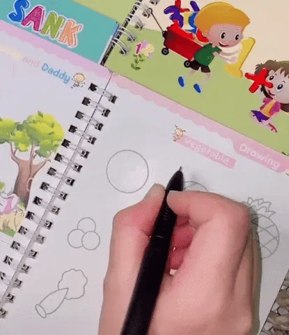 (Set of 4) Sank Magic Book for Kids (1 pen 10 refills 1 grip)