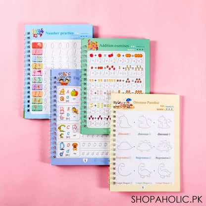 (Set of 4) Sank Magic Book for Kids (1 pen 10 refills 1 grip)